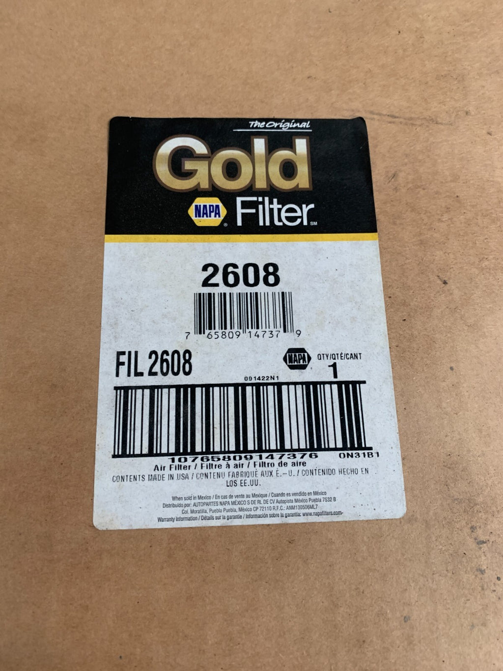 Napa 2608 Gold Air Filter New in box
