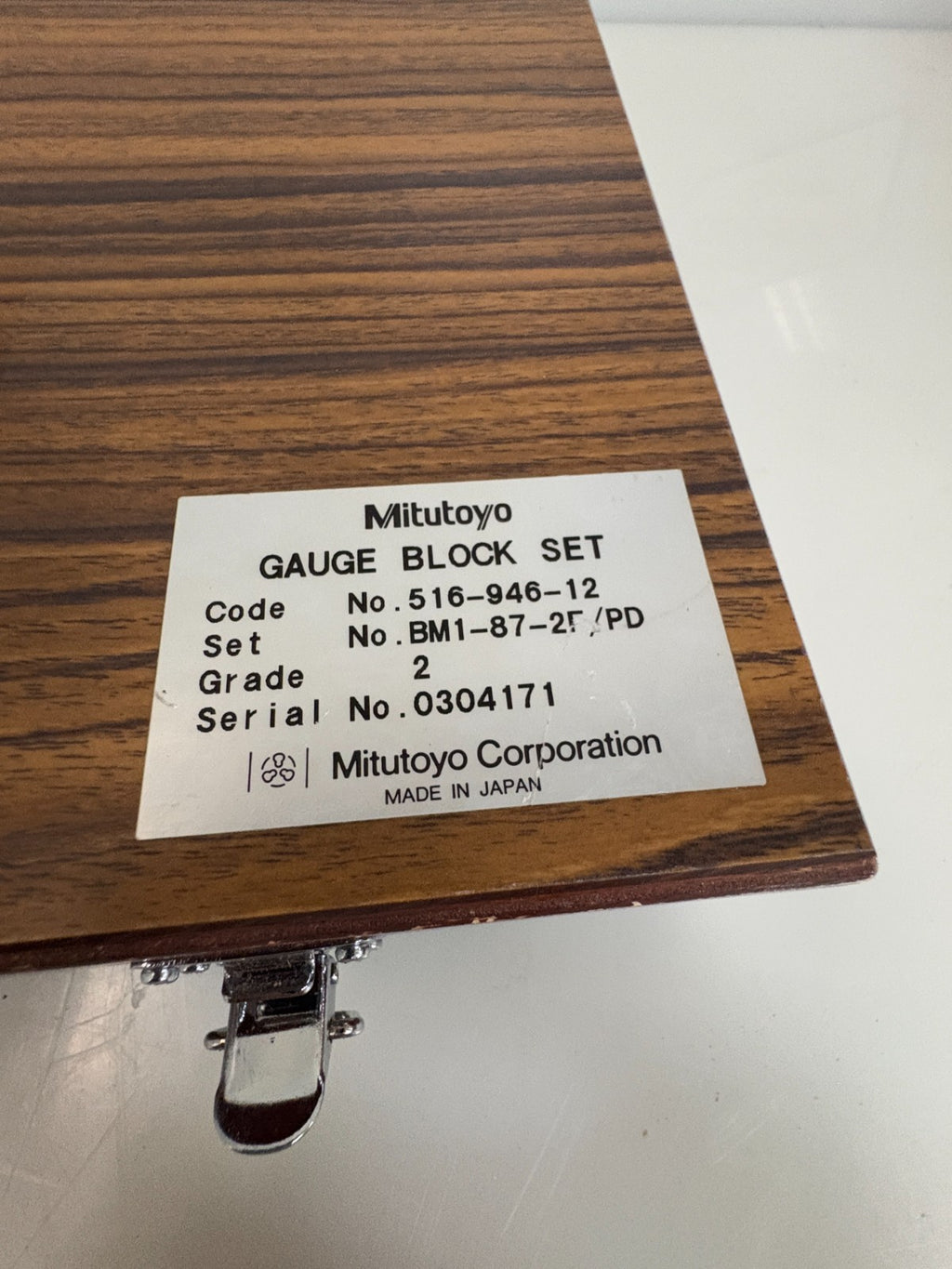 MITUTOYO GAGE BLOCK SET #516-946-12 BM1-87-2 / PD