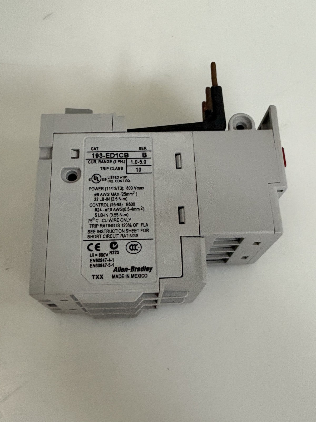 ALLEN BRADLEY E1 PLUS OVERLOAD RELAY 193-ED1CB B
