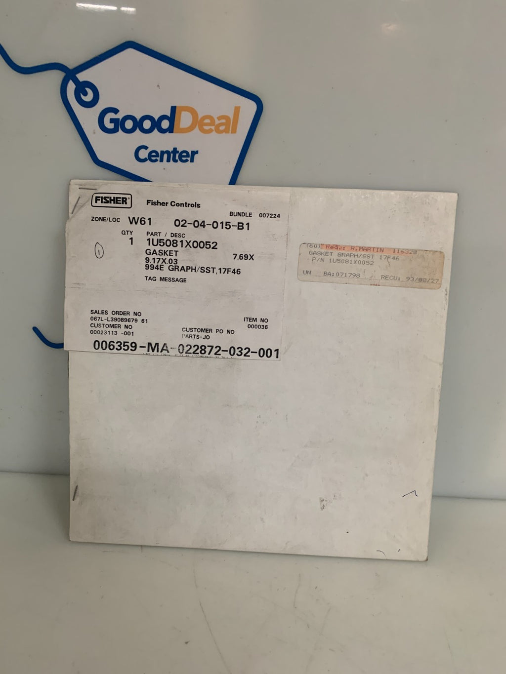 FISHER CONTROLS GASKET #1U5081X0052