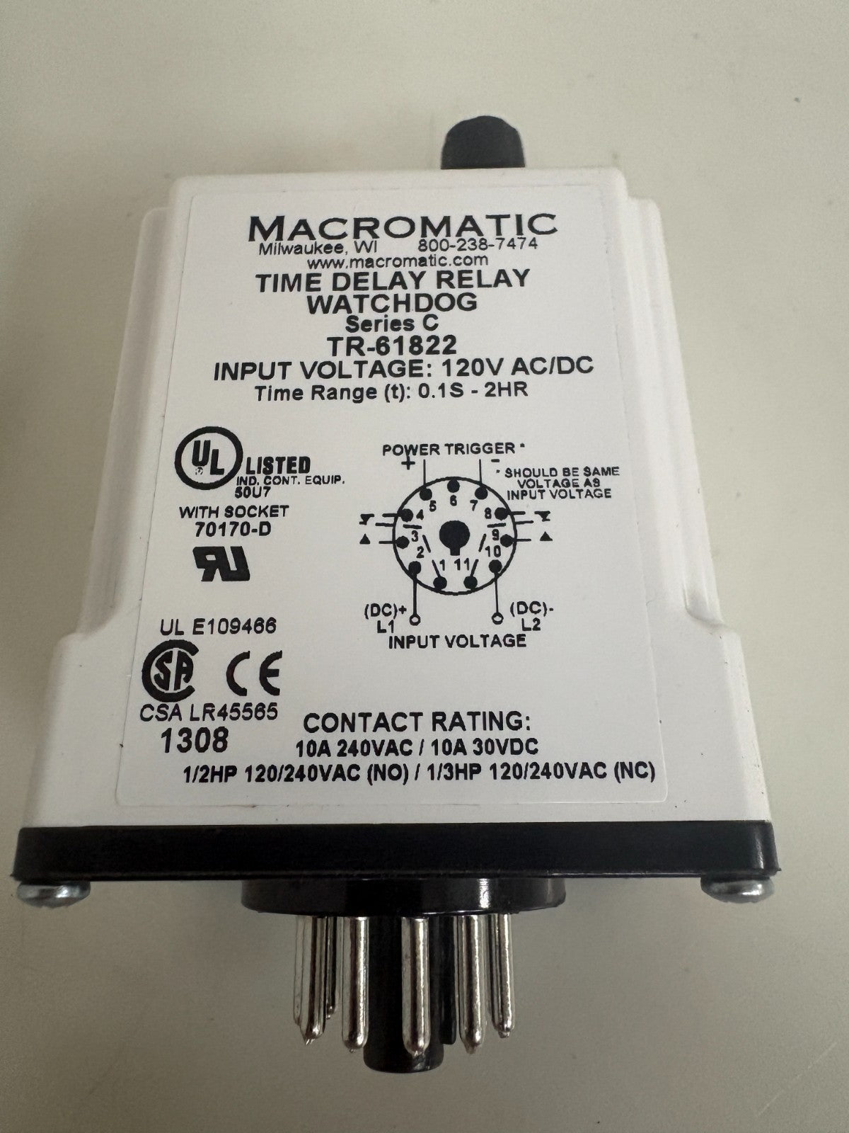 MACROMATIC TIME DELAY RELAY TR-61822