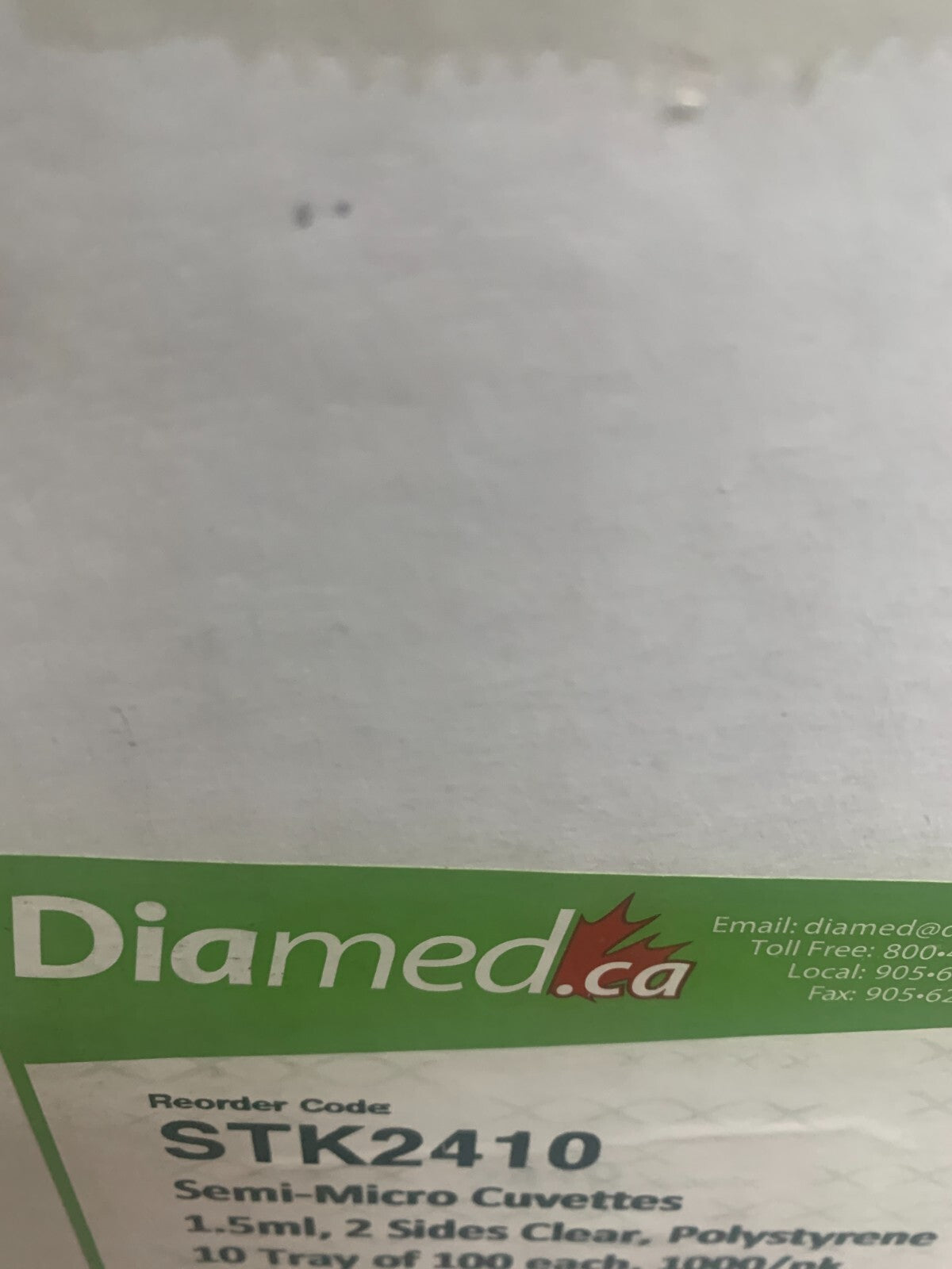 Diamed.ca STK2410 1.5ml 2 sides Clear Semi Micro Cuvettes 5x100/pk