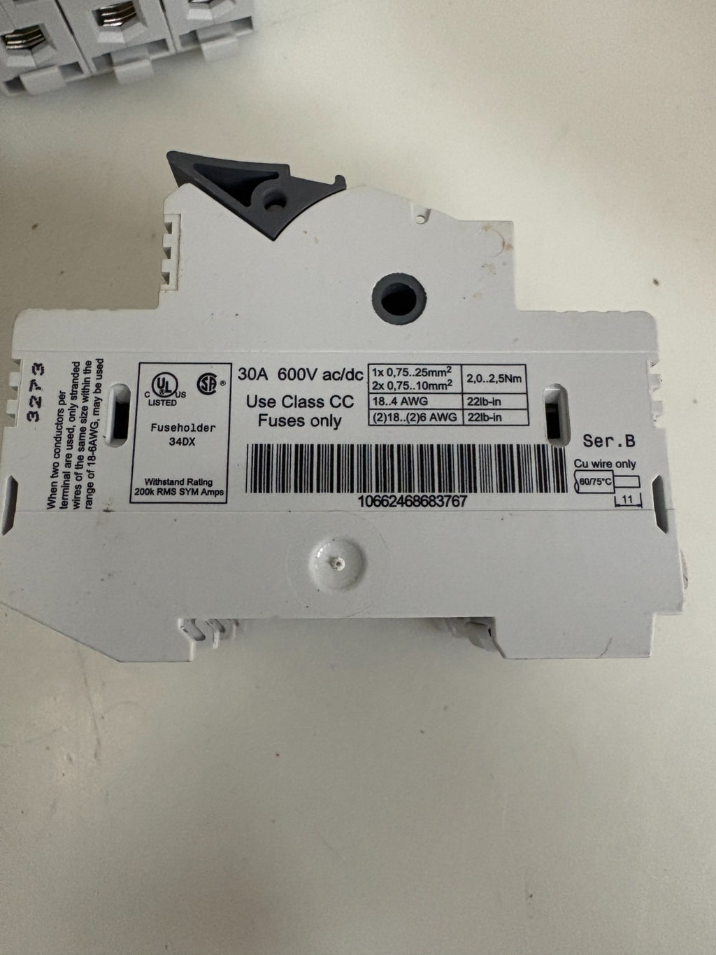 LOT OF 5 ALLEN BRADLEY INDICATING FUSE HOLDER 30 AMP W/FUSES 1492-FB3C303