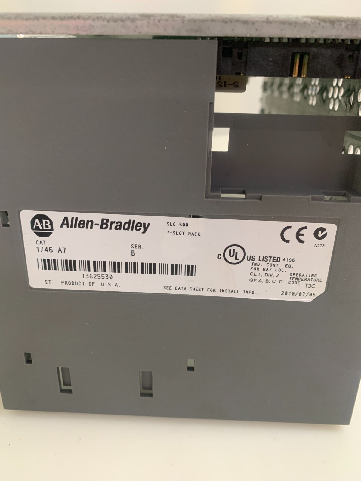 ALLEN BRADLEY 7 SLOT RACK 1746-A7 B