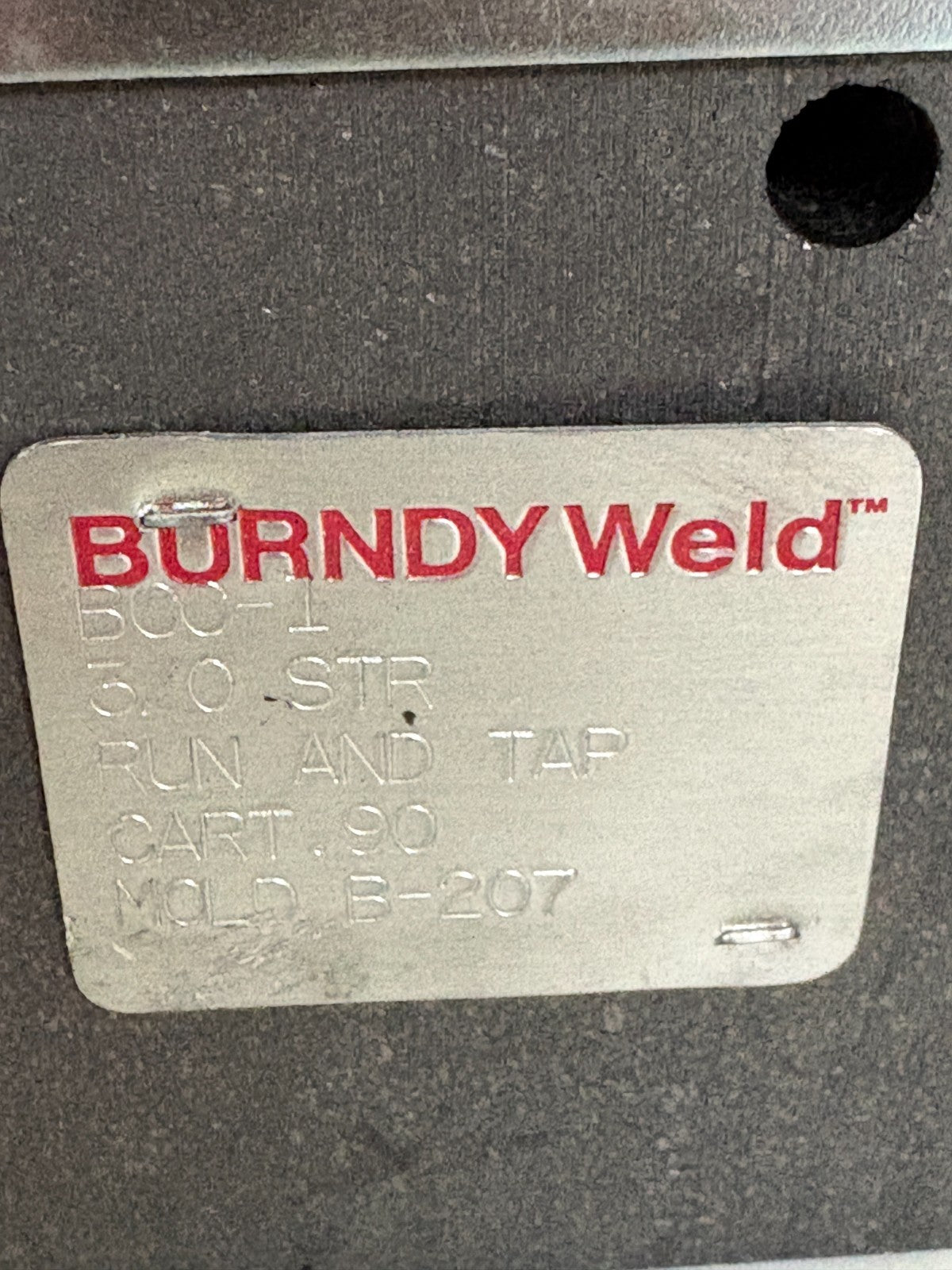 BURNDY WELD MOLD B-207 BCC-1 3/0 STR RUN AND TAP CART .903