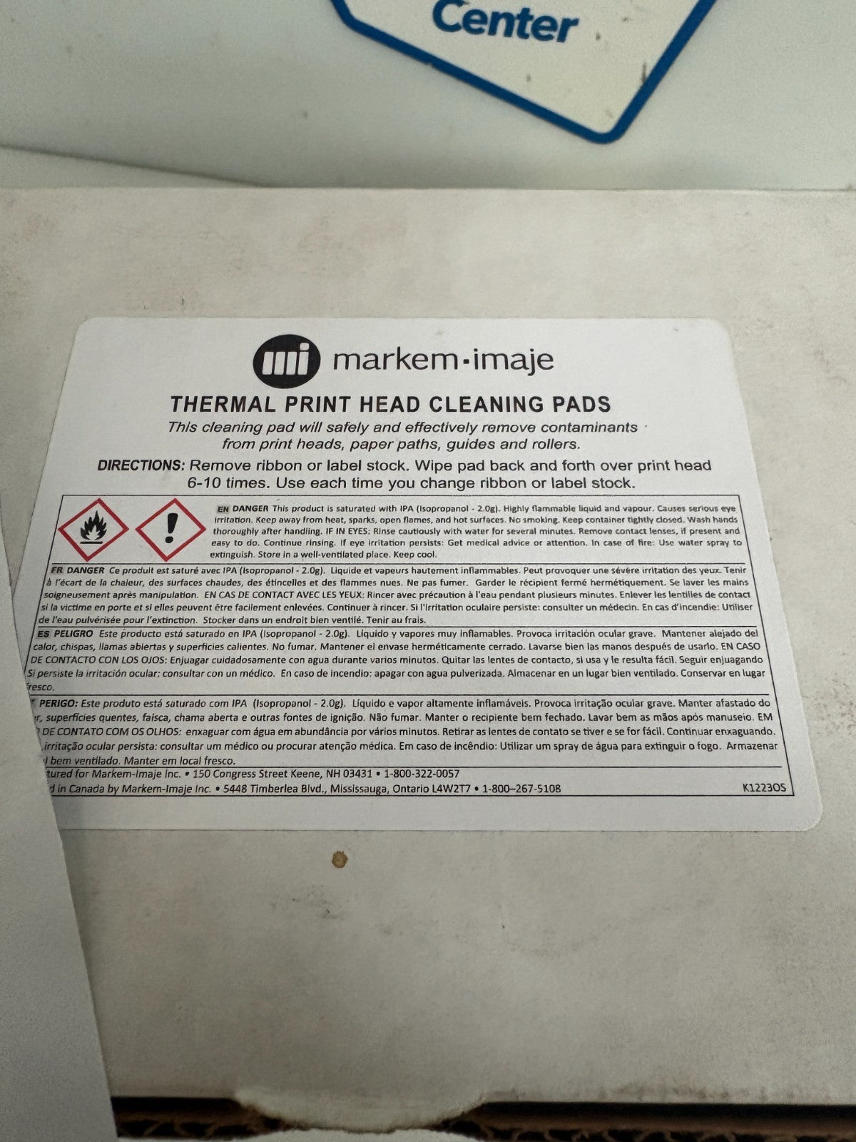 MARKEM-IMAJE PRINT HEAD CLEANING WIPES IND WRAP BOX OF 1003