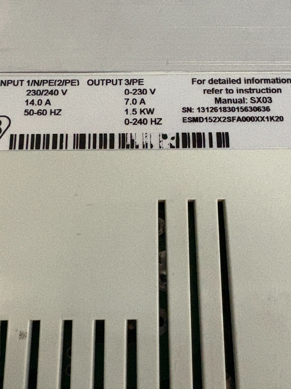 LENZE INVERTER ESMD152X25FA #13126183