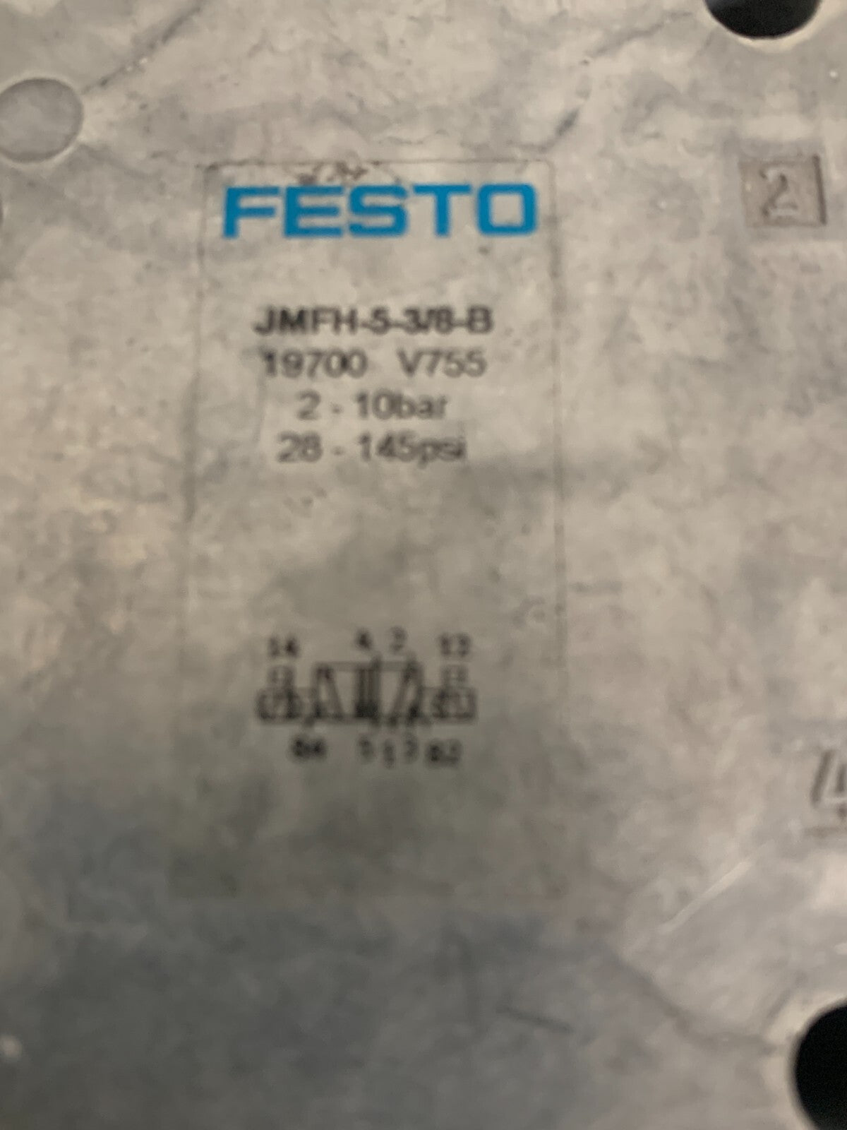 FESTO SOLENOID VALVE #19700 JMFH-5-3/8-B  W/4527 MSFG-24/42-50/60