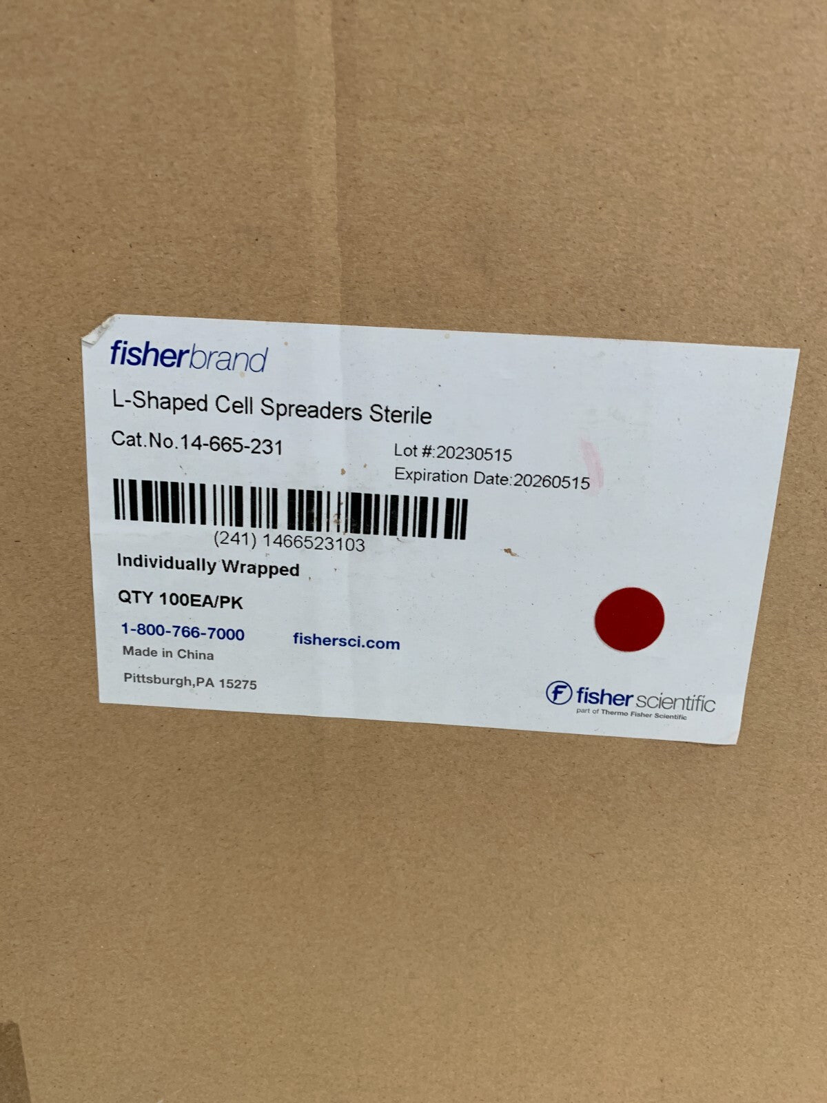 FISHER BRAND L-SHAPED CELL SPREADERS STERILE 14-665-231 100/PK