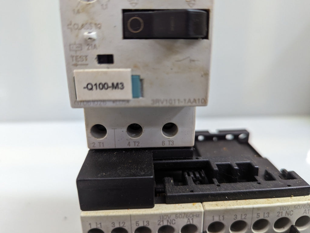 Siemens 3RV1011-1AA10 Circuit breaker + 3RT1016-1AF02 x2 +2RH1911-1FA11 x 2