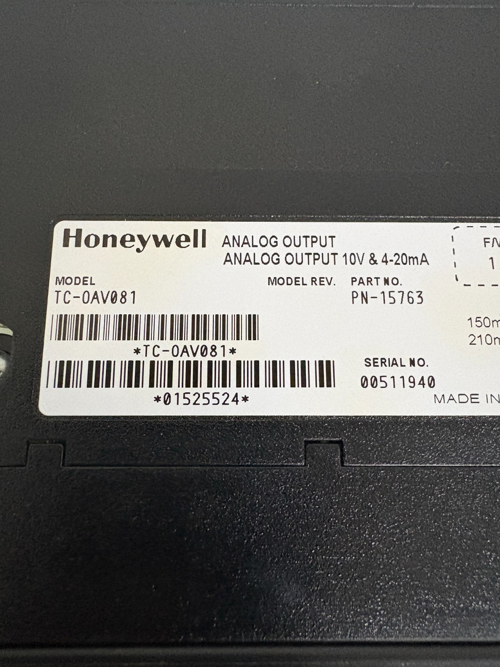 HONEYWELL ANALOG OUTPUT MODULE TC-0AV081 PN-15763