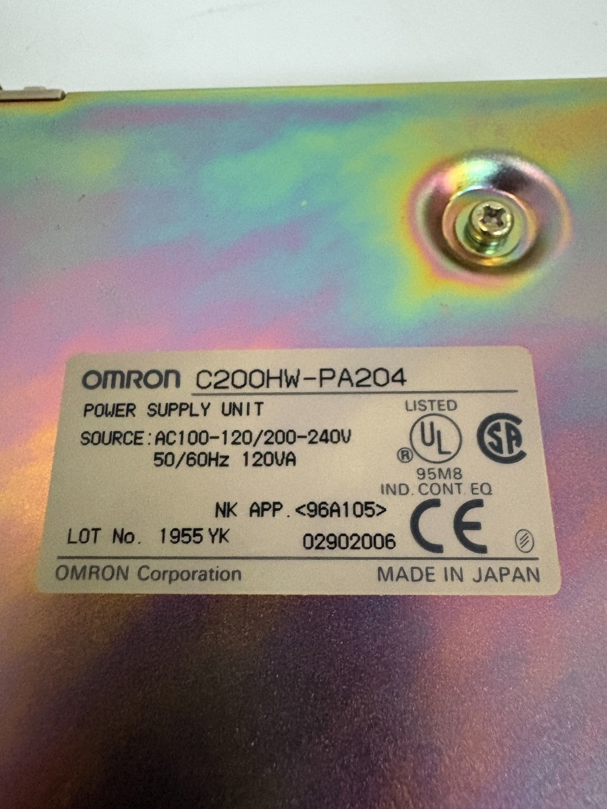 OMRON POWER SUPPLY C200 HW-PA204 2