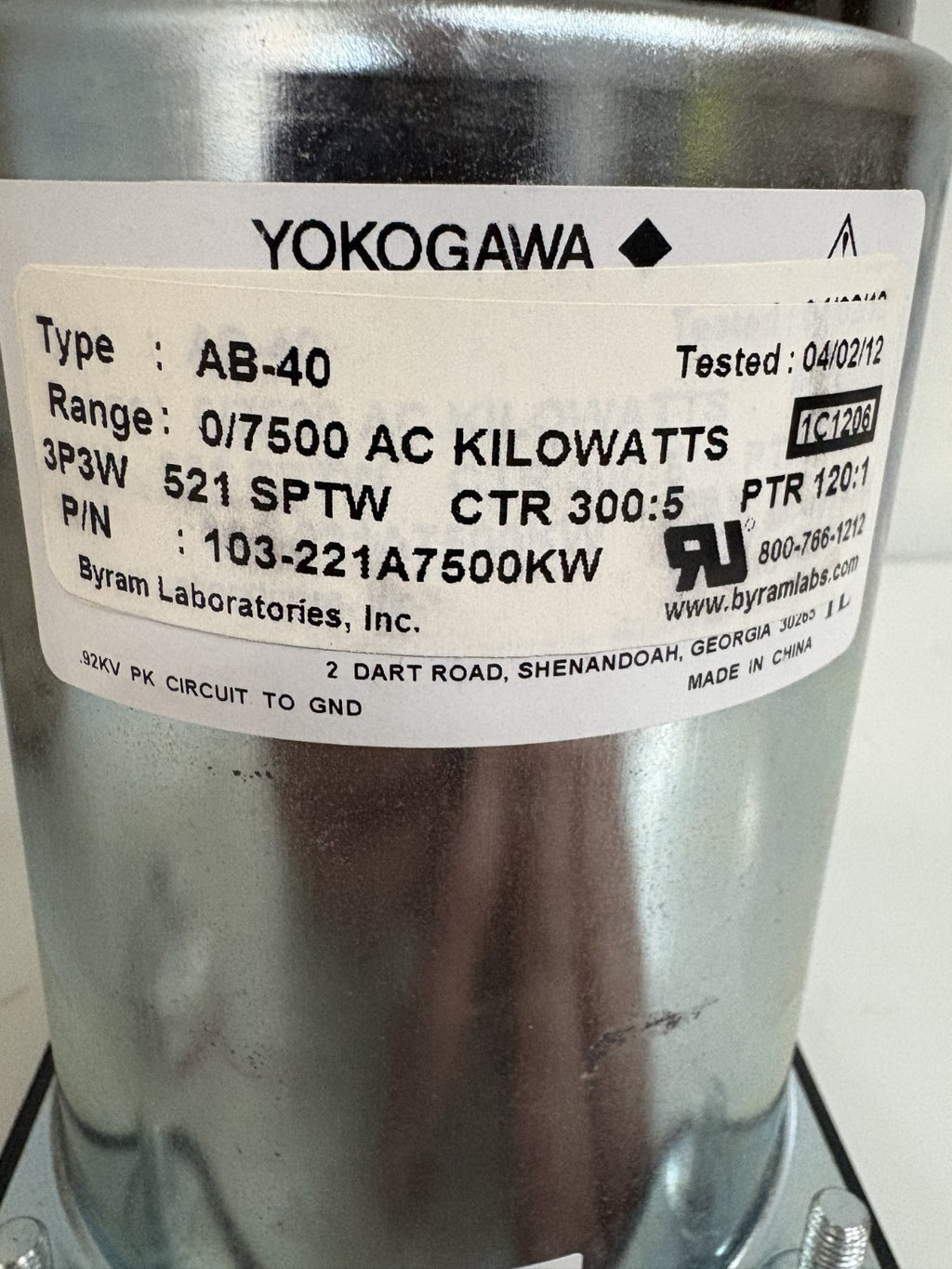 YOKOGAWA AB-40 0-7500 AC KILOWATTS METER
