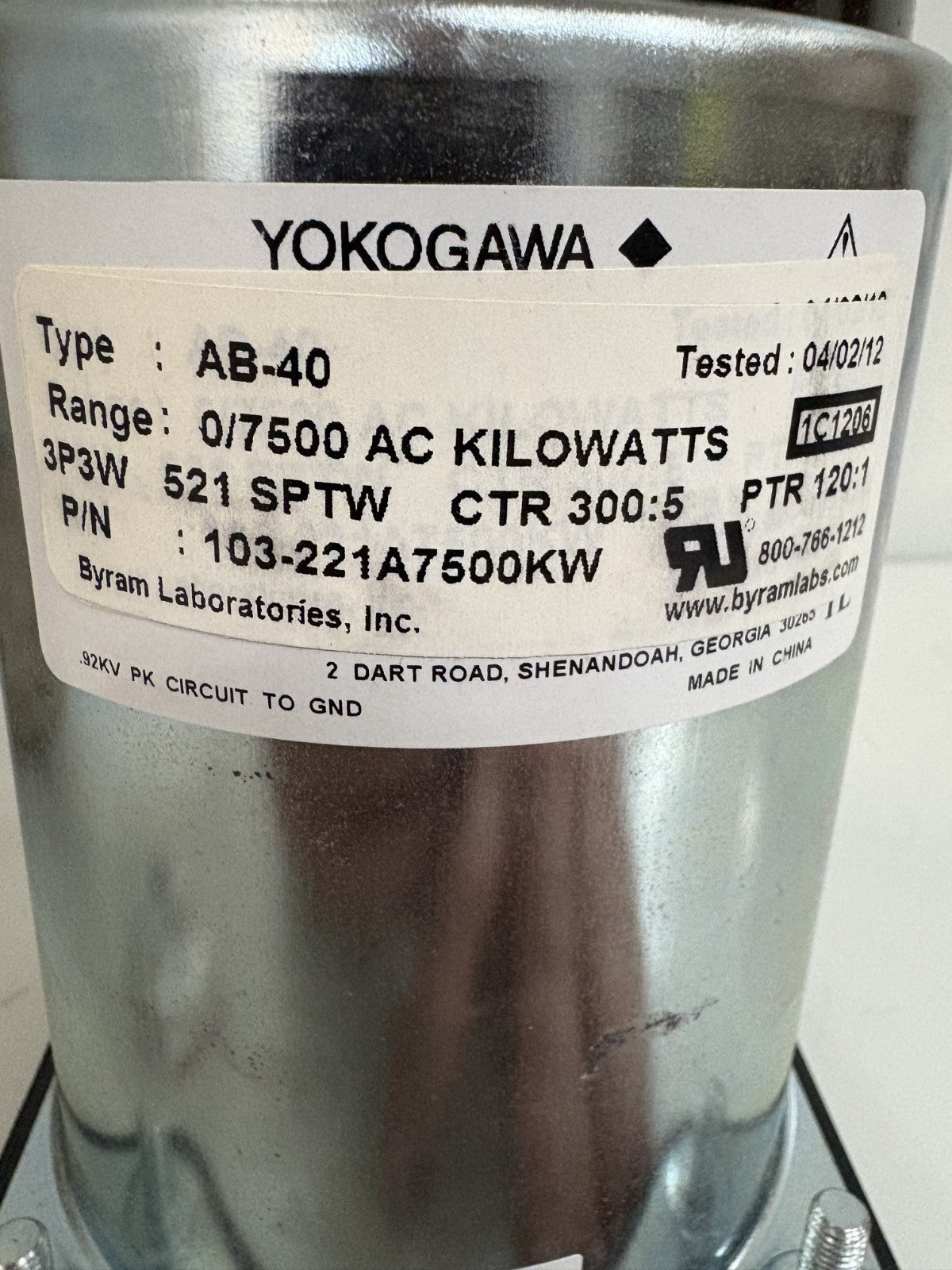 YOKOGAWA AB-40 0-7500 AC KILOWATTS METER