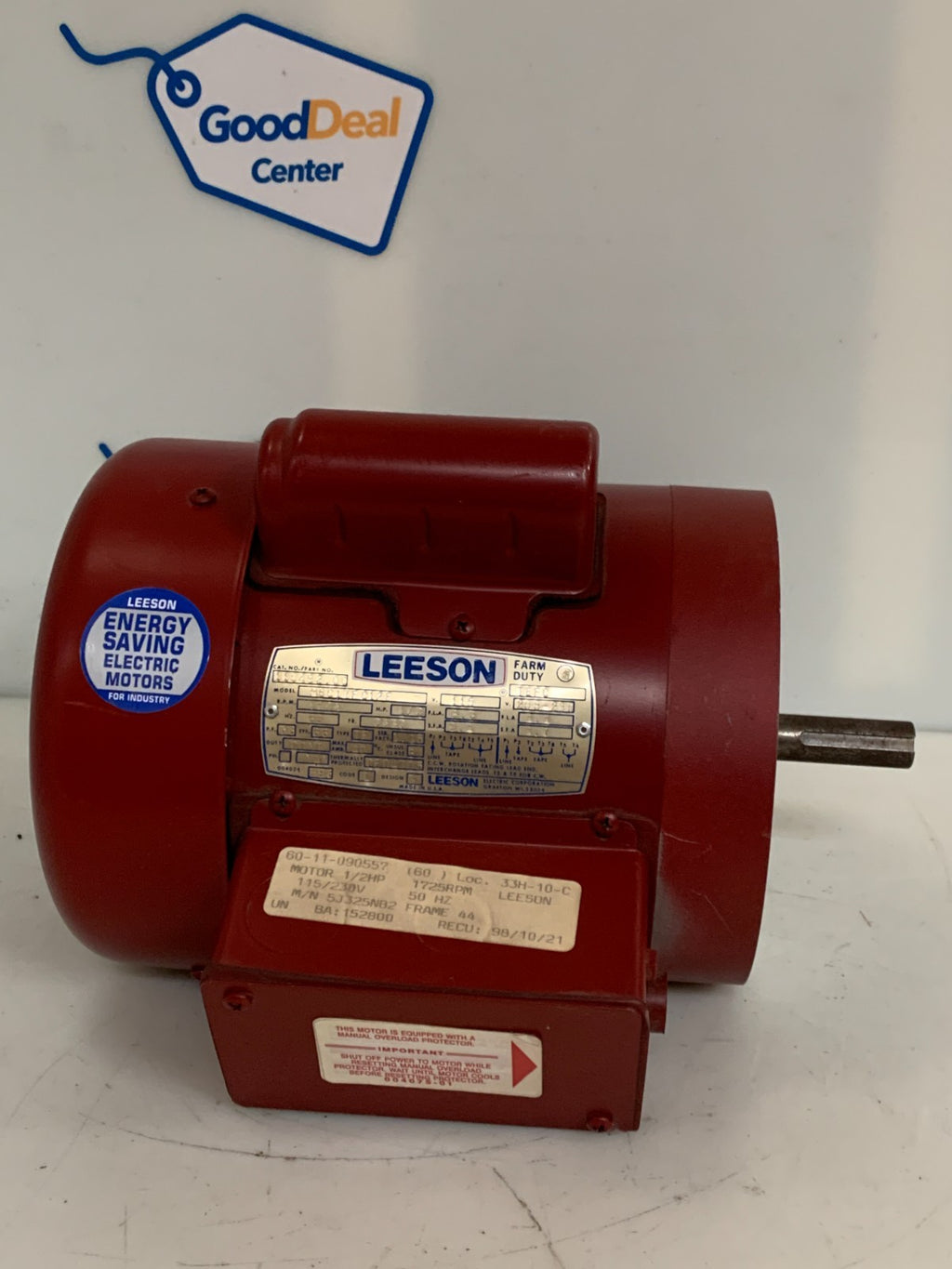 LEESON FARM DUTY MOTOR 1/2 HP 1725 RPM #110492.00 M6C17FC12F