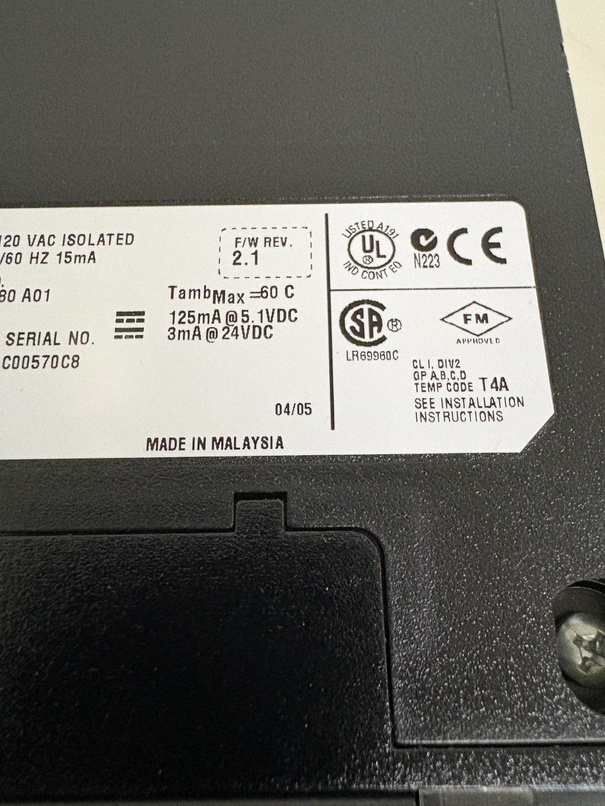 HONEYWELL AC INPUT 120 VAC INSULATED MODULE TC-IDK161 M01 96975180