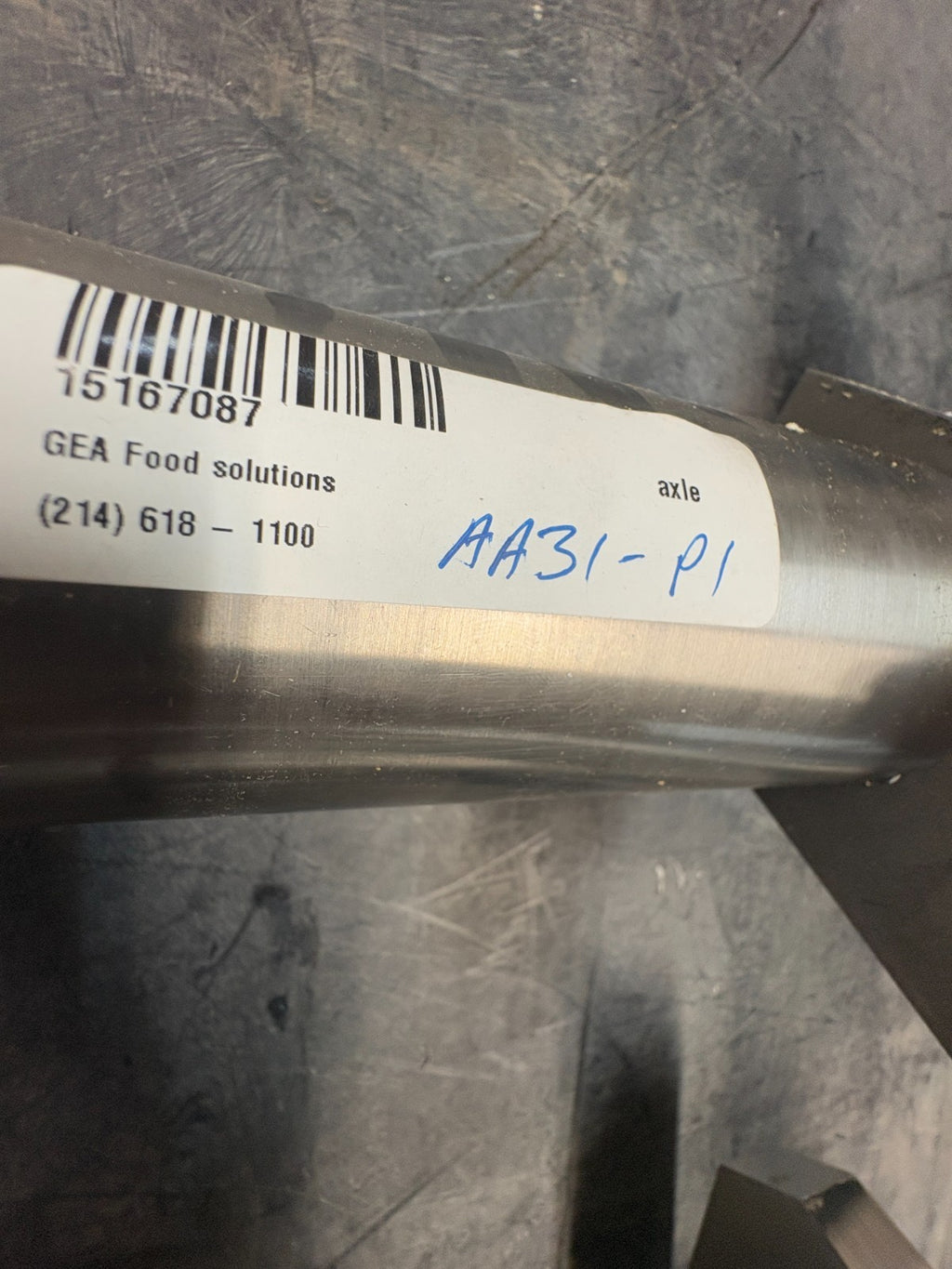 LOT OF 2 GEA FOOD SOLUTIONS AXLE 15167087 AA31-P12
