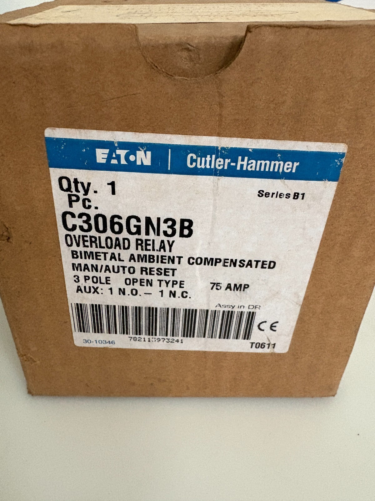 EATON CUTLER HAMMER C306GN3B OVERLOAD RELAY