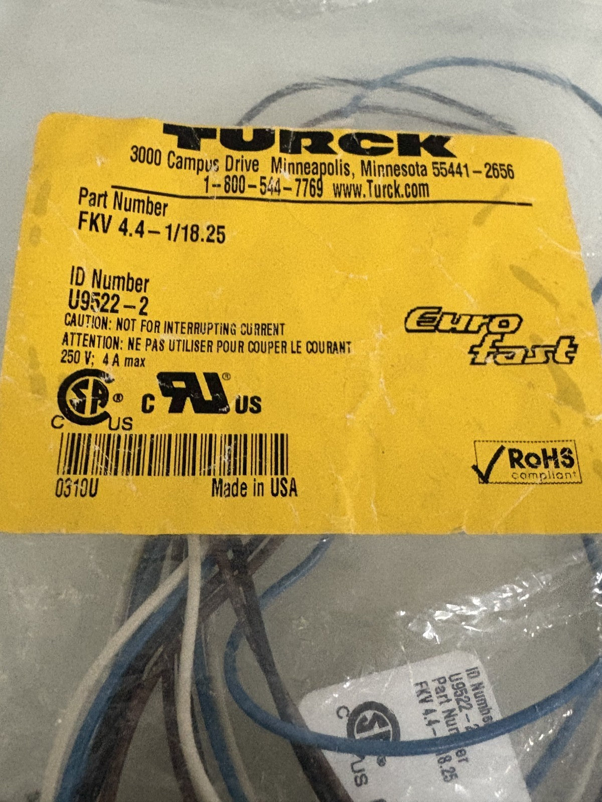 TURCK CURO FAST CABLE FKV 4.4-1/18-252
