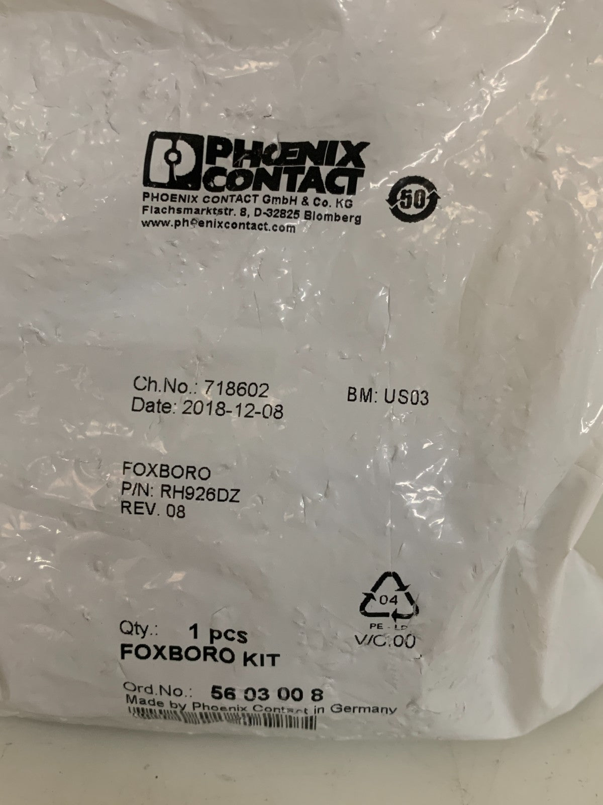 PHOENIX CONTACT FOXBORO KIT 718602 58 03 00 8