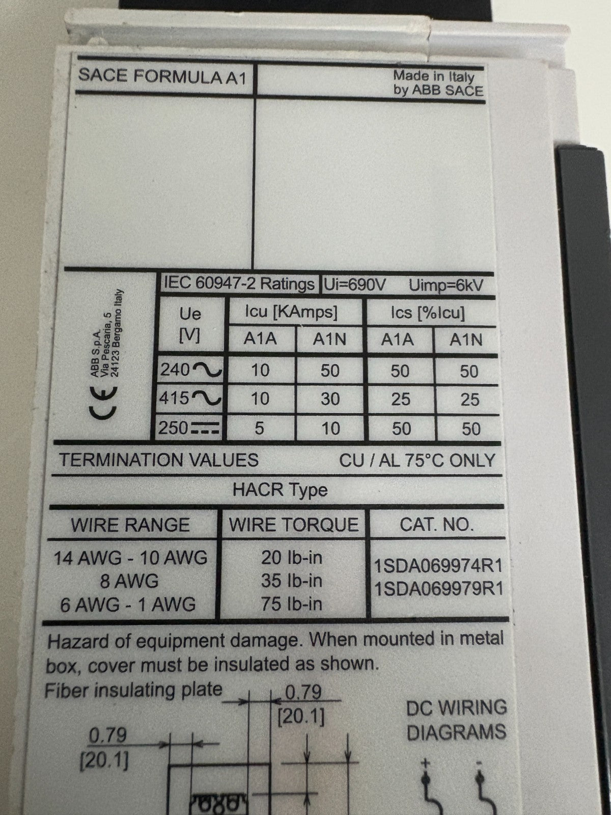 ABB FORMULA SACE FORMULA A1N 100 CIRCUIT BREAKER2