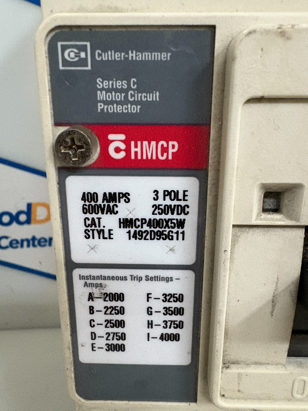 EATON CUTLER HAMMER MOTOR CIRCUIT BREAKER 400 AMPS HMCP400X5 #1492D95G112