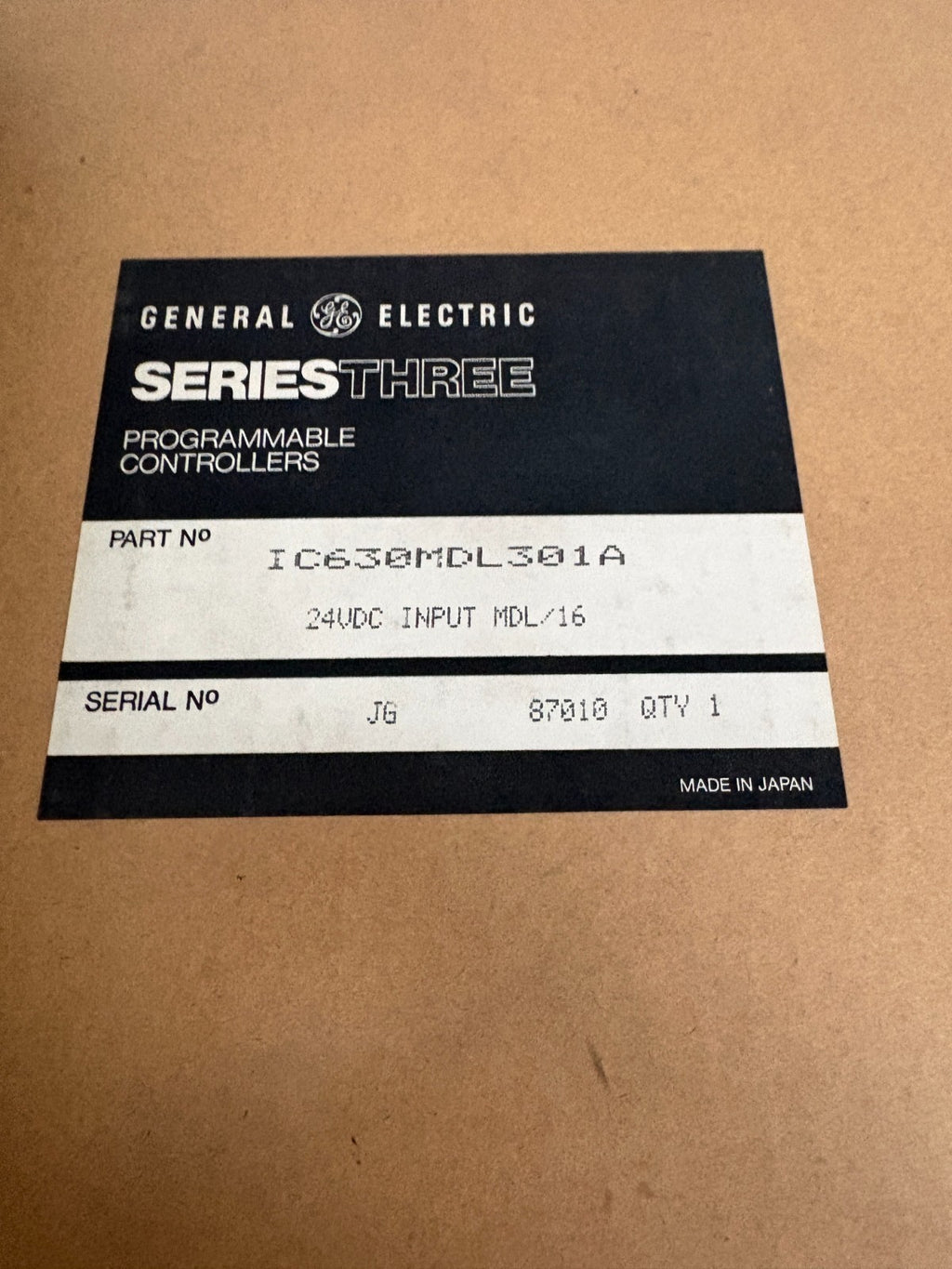 GENERAL ELECTRIC SERIES THREE 24 VDC INPUT MDL/16 IC630MDL301A