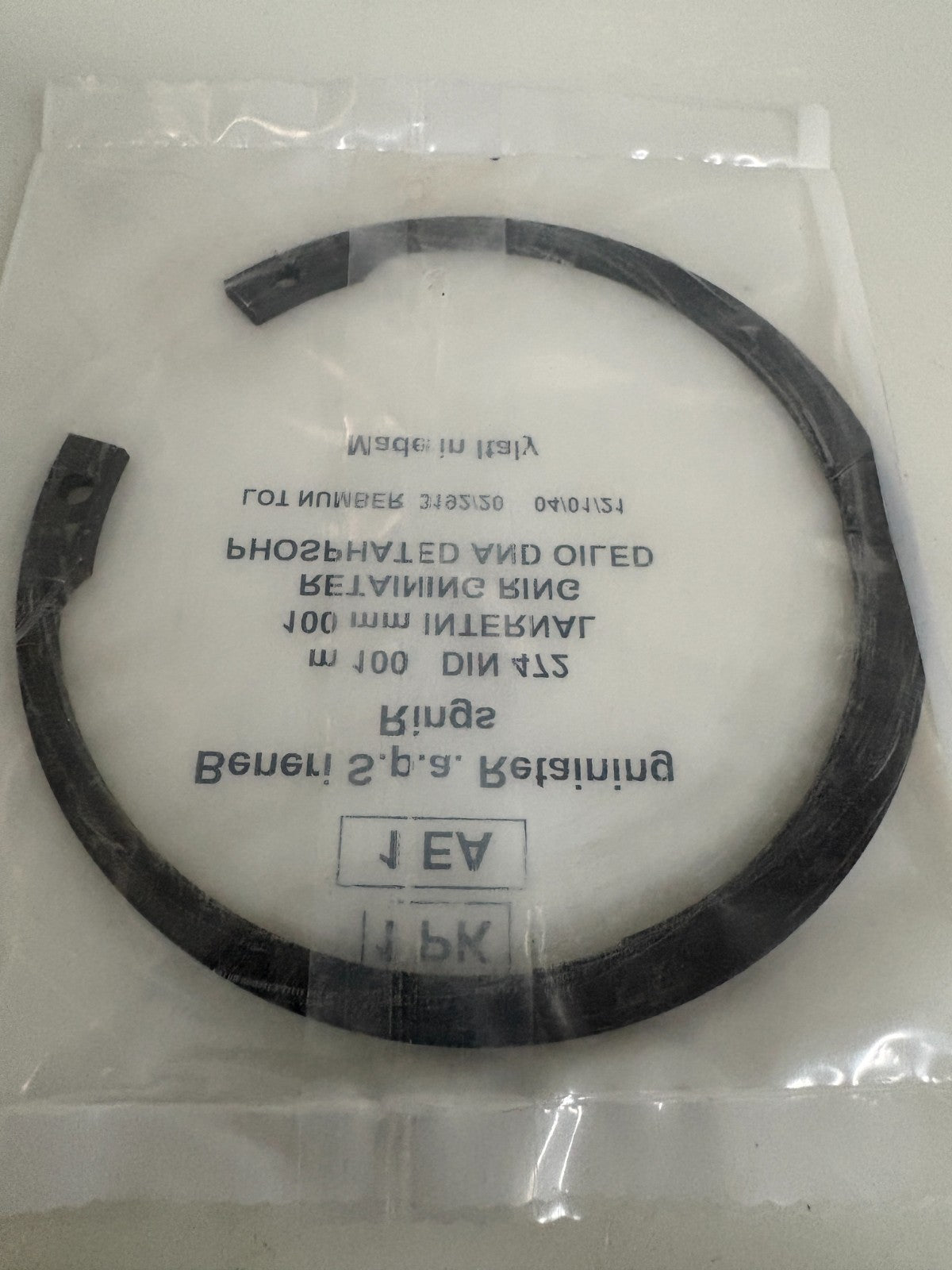 LOT OF 10 BENERI S.P.A. RETAINING RING 100MM DIN 472