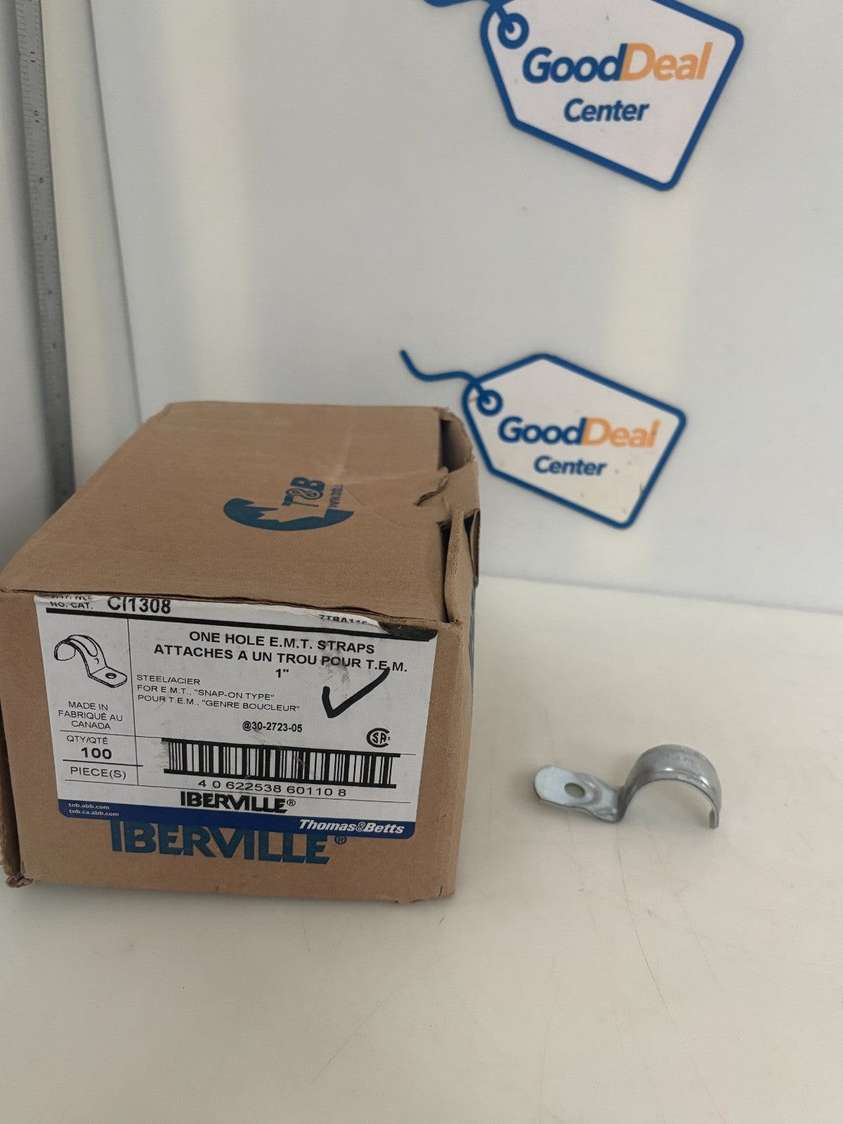 ABB THOMAS & BETTS 1" ONE HOLE E.M.T. STRAPS CI1308  100 PER BOX0
