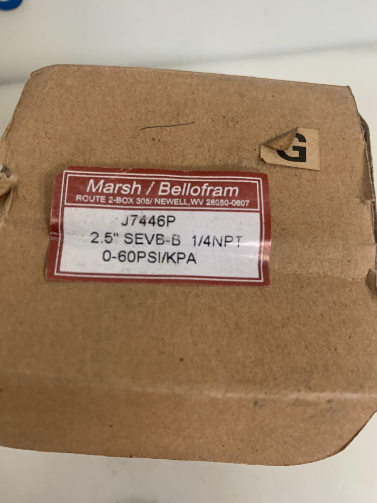 LOT OF 2 MARSH/BELLOFRAM 0-60 PSI PRESSURE GAUGE J7446P
