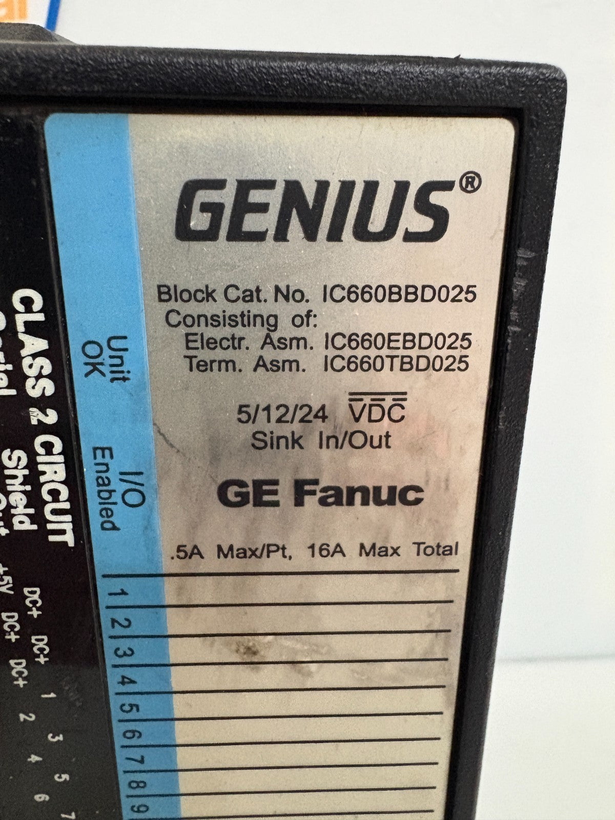 GE FANUC GENIUS 5/12/24 VDC SINK IN/OUT IC660BBD025 W/IC660TBD025C1