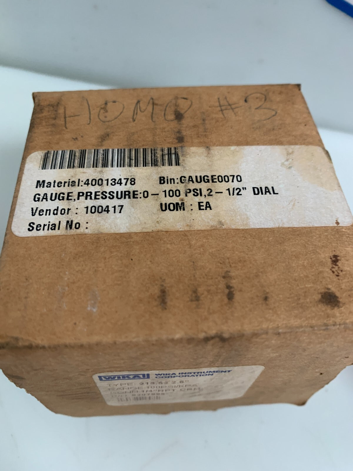 WIKA HYDRAULIC GAUGE 213.53 2.5" RANGE 100PPS/KPA 9307995