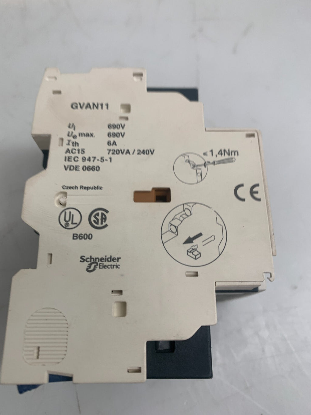 Telemecanique GV2-ME14 / 6-10A Contactor w/ Schneider GVAN11