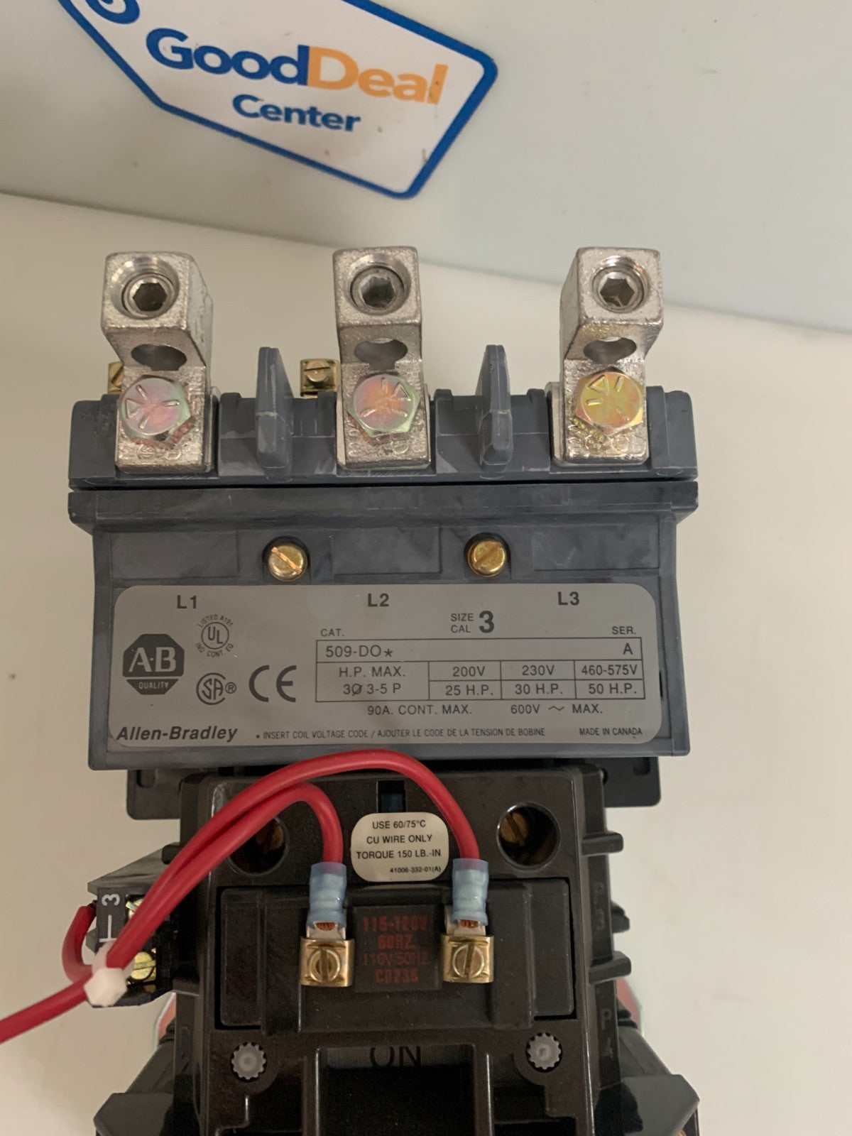 ALLEN BRADLEY MOTOR STARTER 509-DO SER A SIZE 3