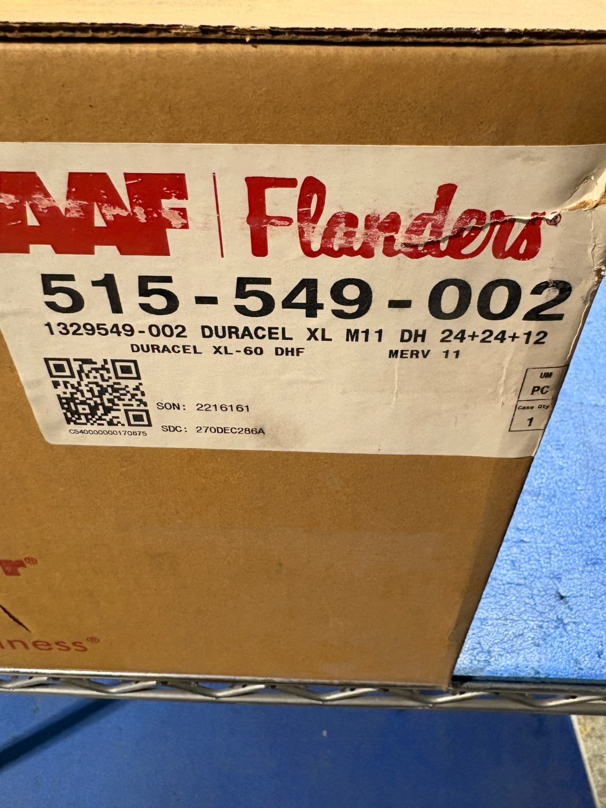 AAF FLANDERS PLEATED DURACEL XL-60 AIR FILTER 24"X24"X12"