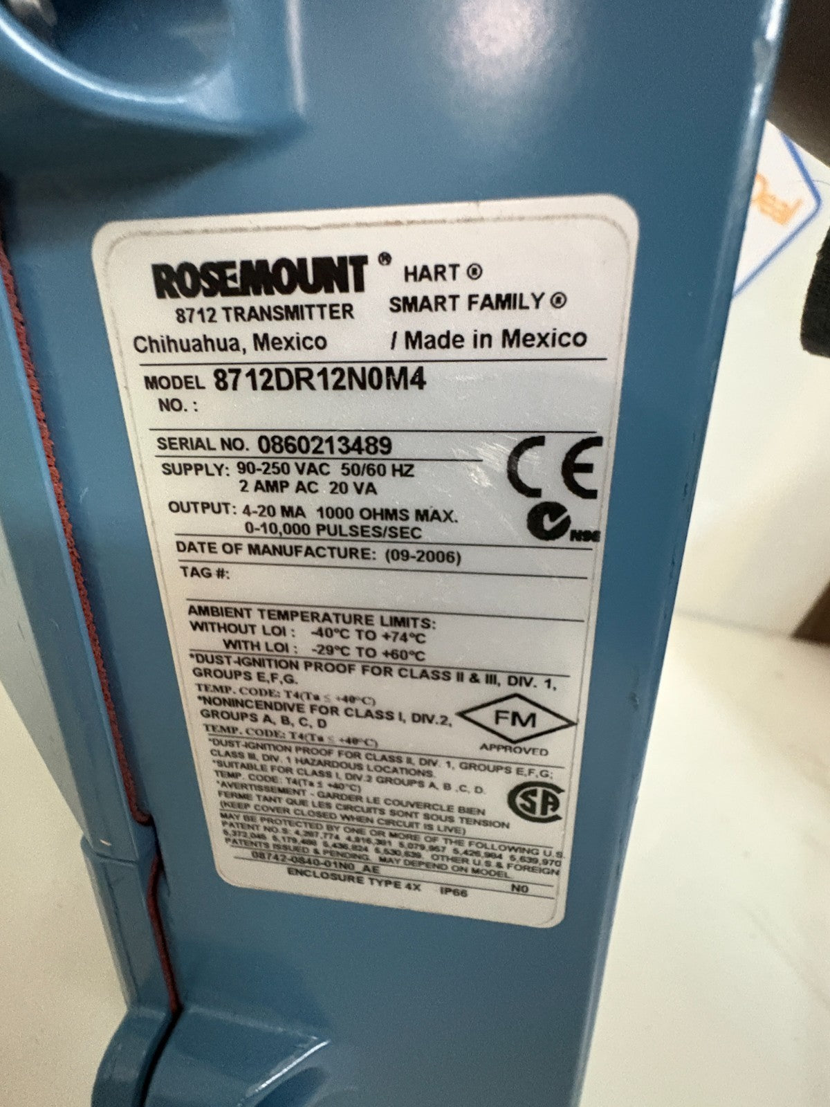ROSEMOUNT HART SMART FAMILY 8712 TRANSMITTER #8712DR12N0M42