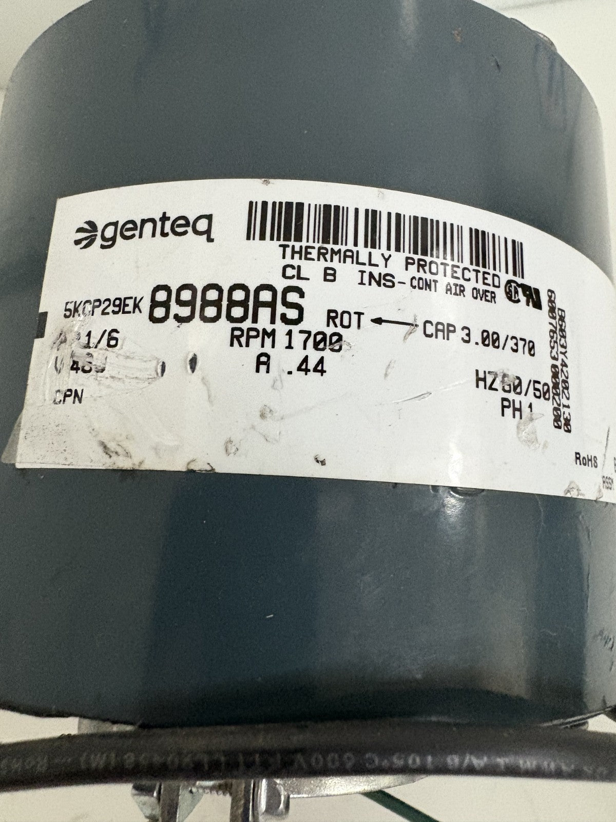 GENTEQ THERMALLY BLOWER MOTOR 1700 RPM 5KCP29EK 8988AS