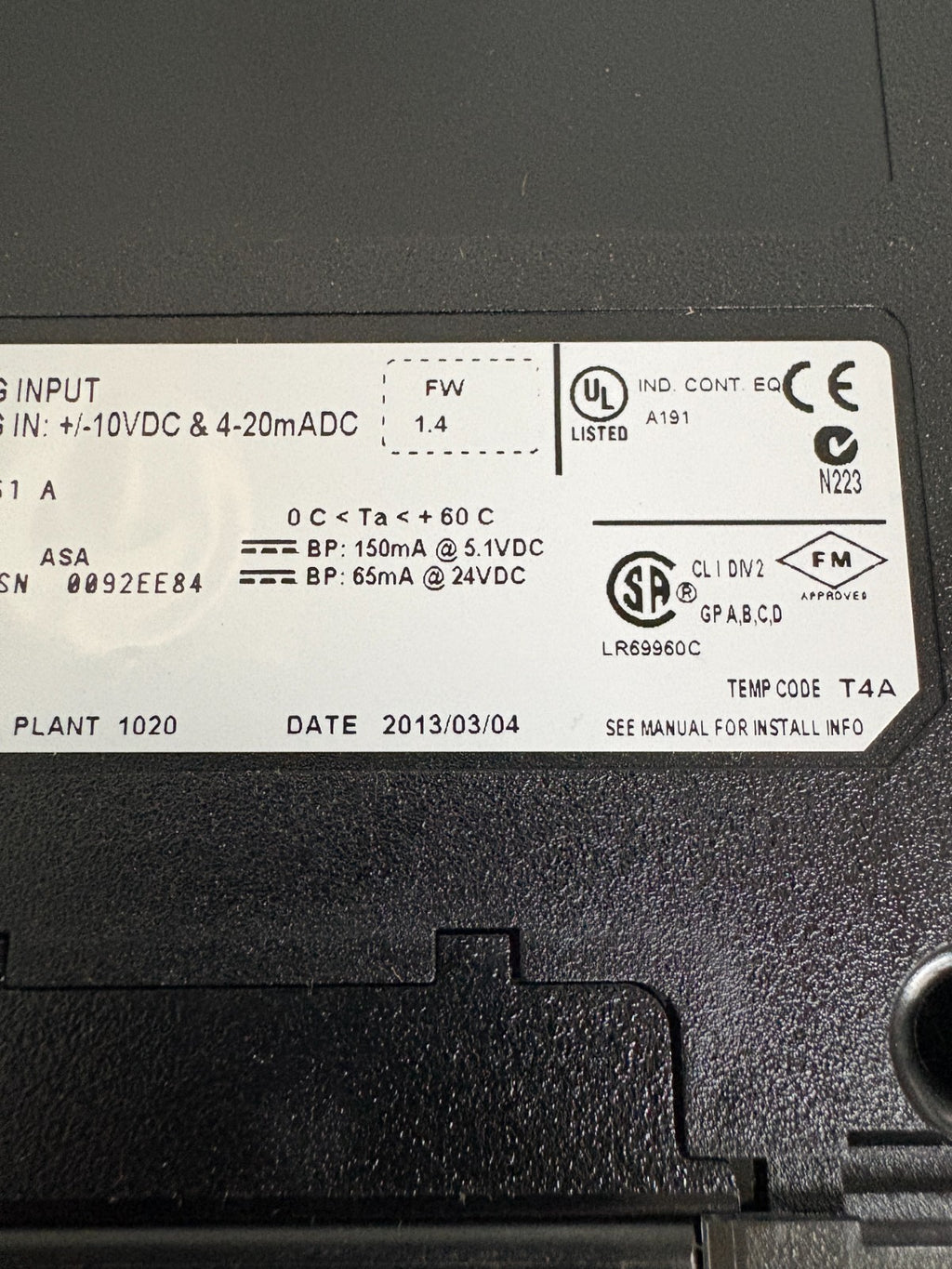 HONEYWELL ANALOG INPUT TC-IAH161 A