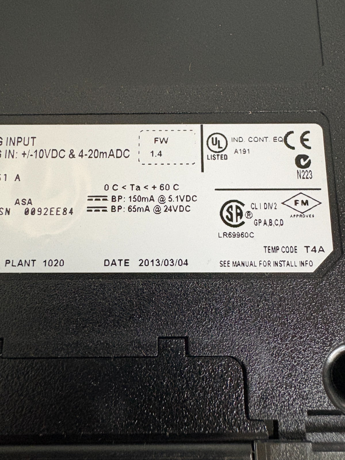 HONEYWELL ANALOG INPUT TC-IAH161 A