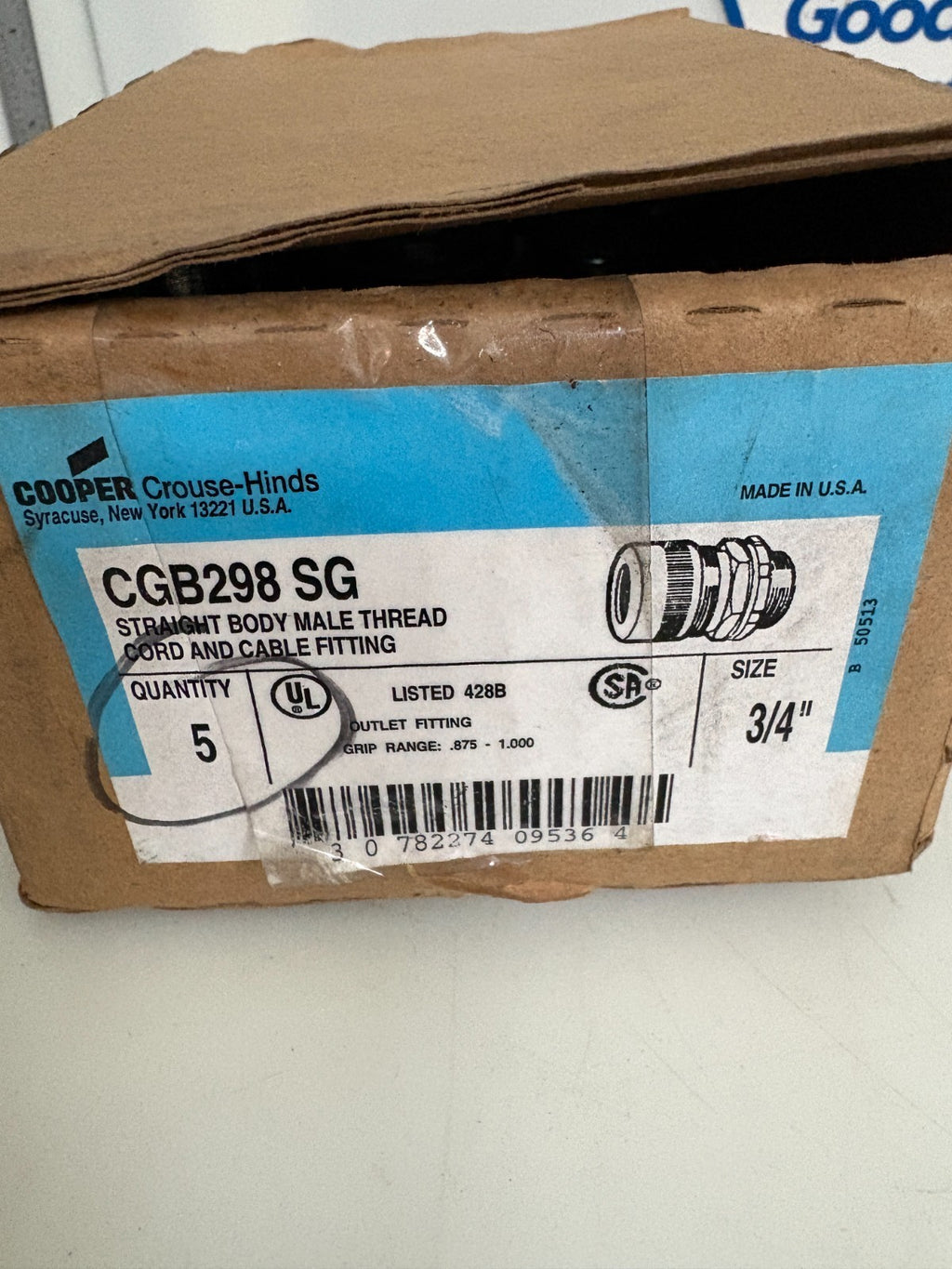 LOT OF 5 COOPER CROUSE HINDS CGB298 SG