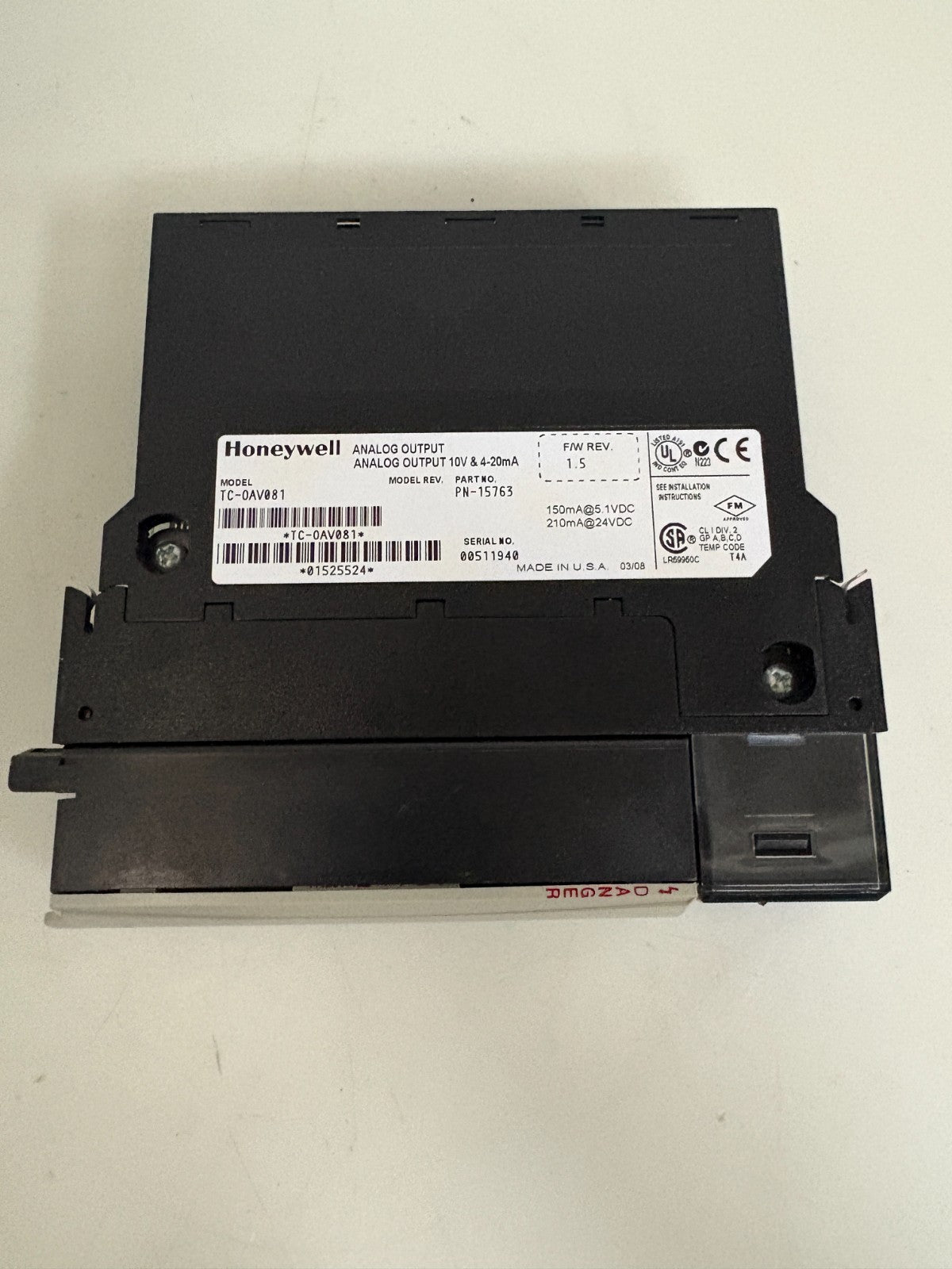 HONEYWELL ANALOG OUTPUT MODULE TC-0AV081 PN-15763