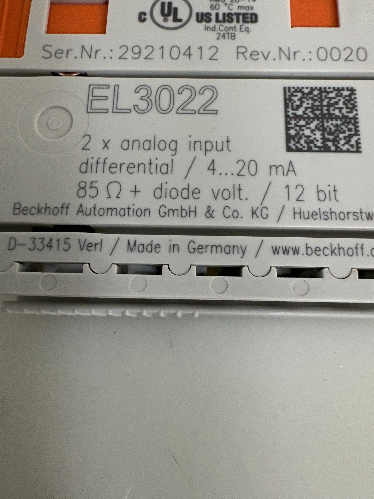 BECKHOFF 2X ANALOG INPUT EL30224