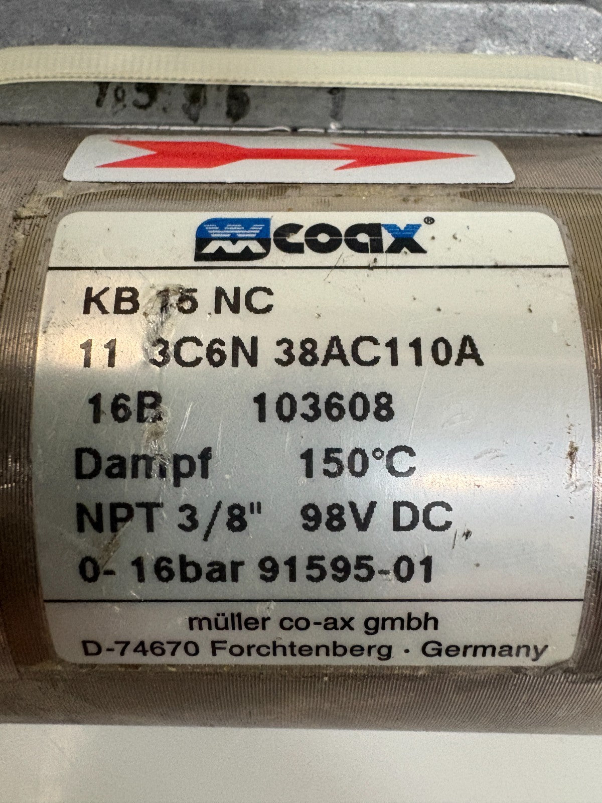 COAH HIGH PRESSURE COAXIAL VALVE KB 15 NC