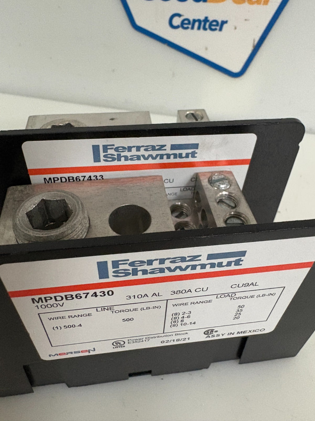 LOT OF 2 FERRAZ SHAWMUT POWER DIST TERMINAL BLOCK MPDB67430  MPDB67433