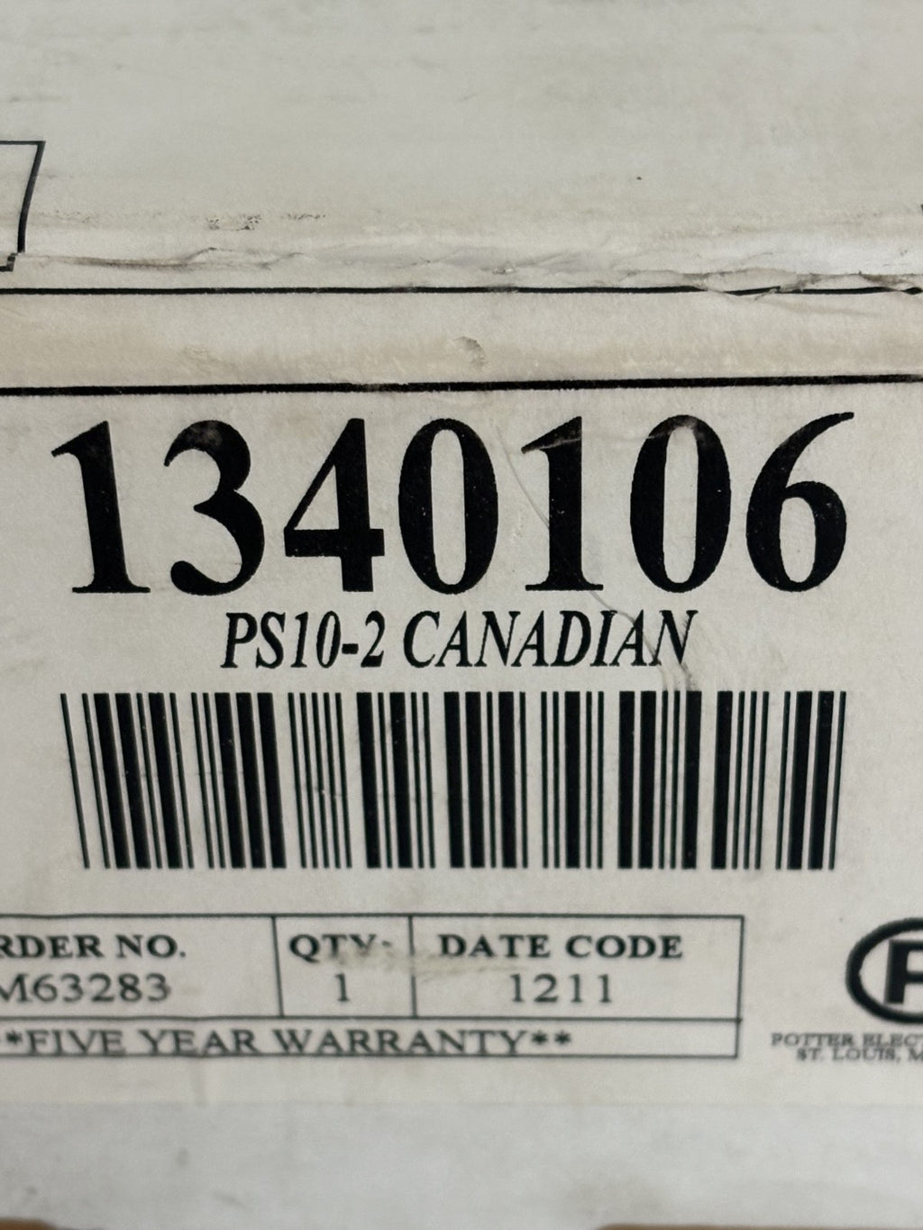 POTTER PRESSURE WATER FLOW SWITCH PS10-24