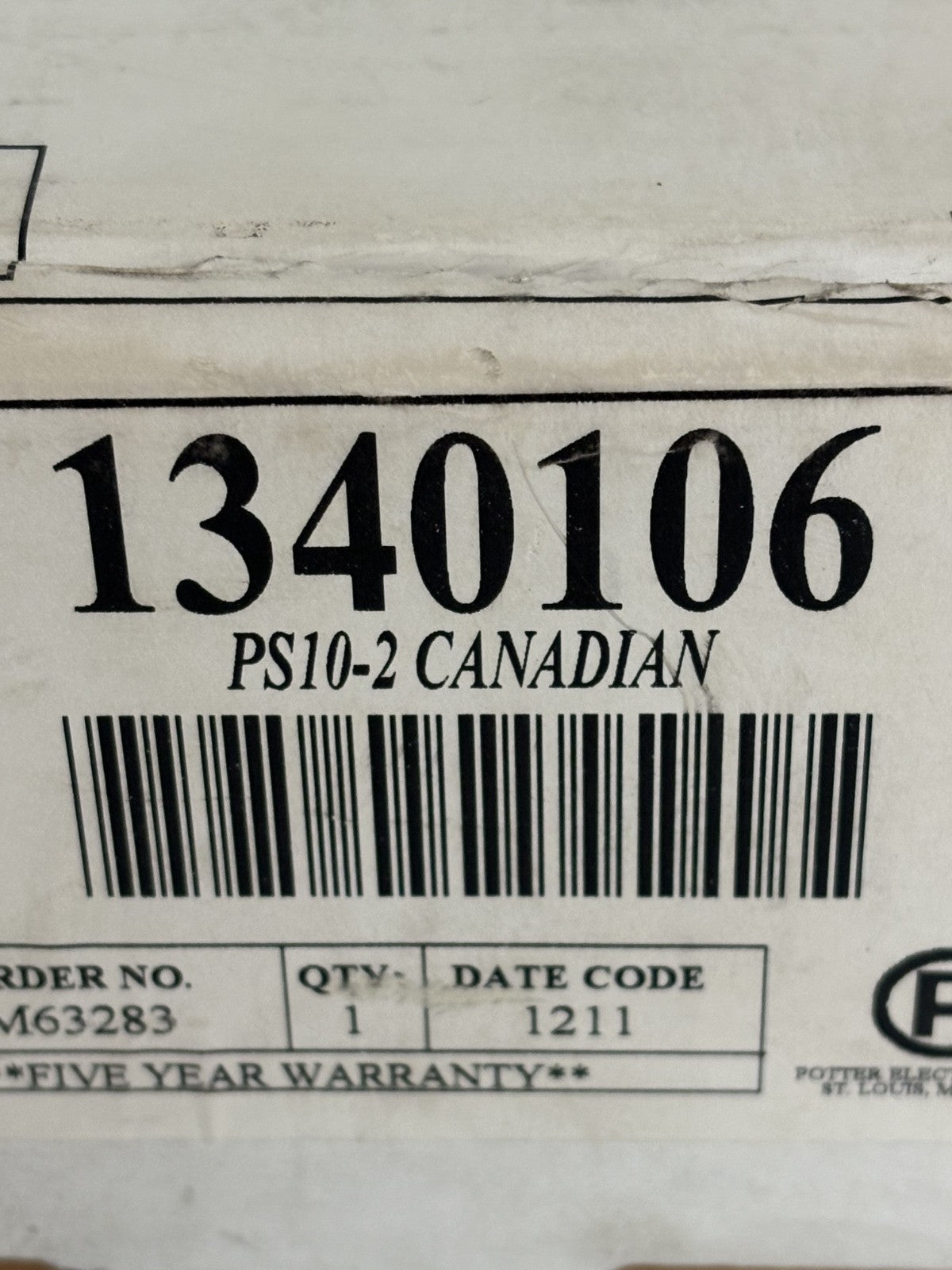 POTTER PRESSURE WATER FLOW SWITCH PS10-24