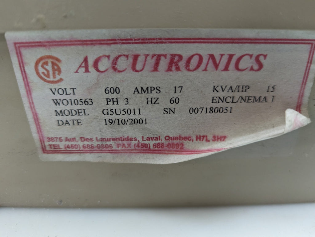 Yaskawa Accutronics CIMR-G5U5011 G5 AC Drive 3 phase 500-600V 21A
