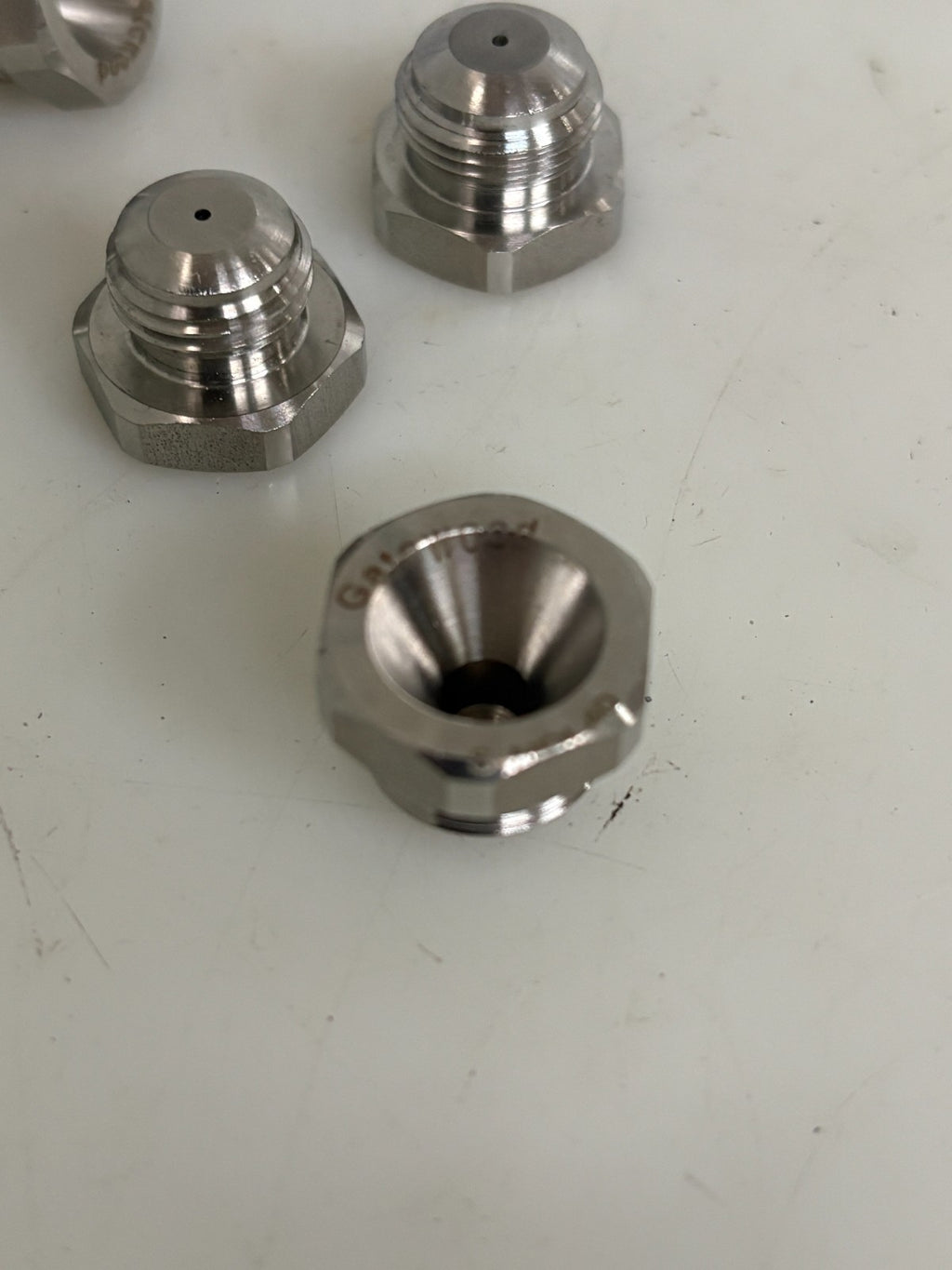 LOT OF 37 SPRAYING SYSTEMS 0.4" 316 S STEEL SPRAY NOZZLE