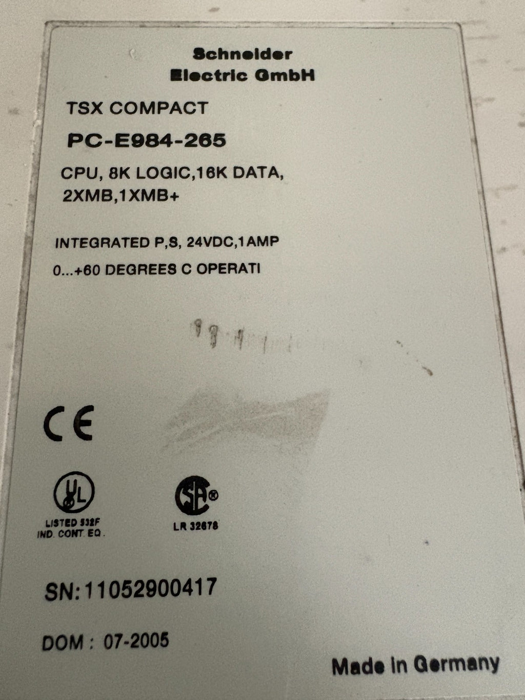 SCHNEIDER ELECTRIC TSX COMPACT CPU PC-E984-2652