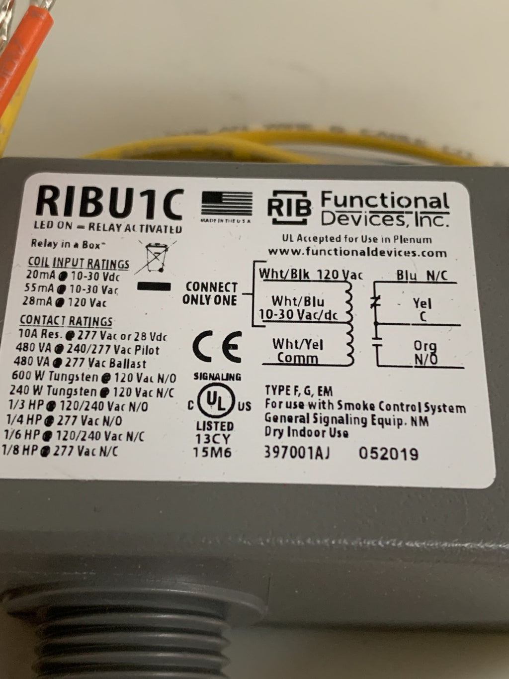 FUNCTIONAL DEVICES ENCLOSED RELAY RIBI1C2